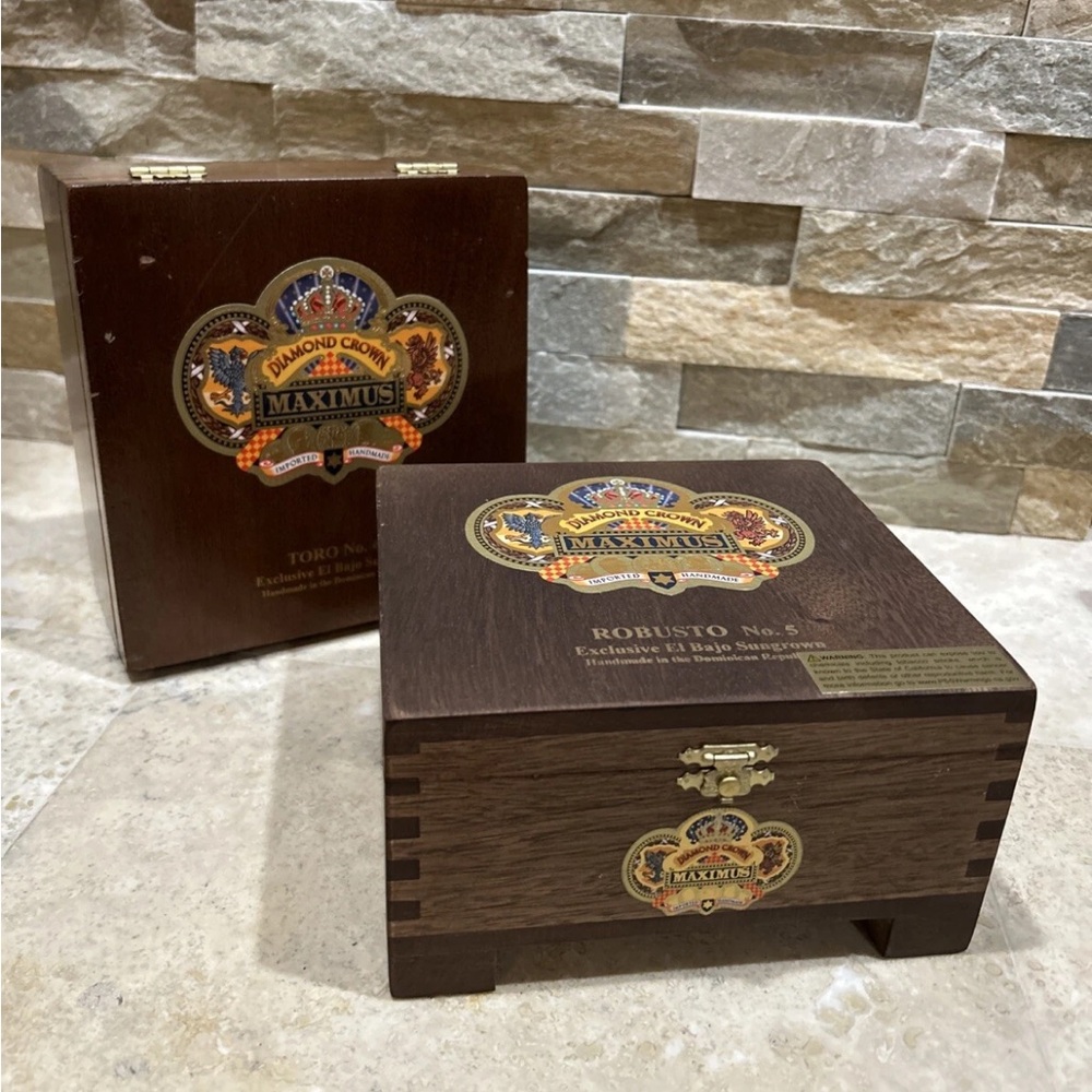 Lot Of 2 JC Newman Diamond Crown Maximus Empty Cigar Boxes